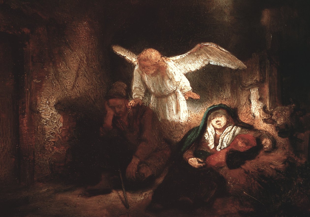 Josefs drøm i stalden i Betlehem, 1645 af Rembrandt van Rijn