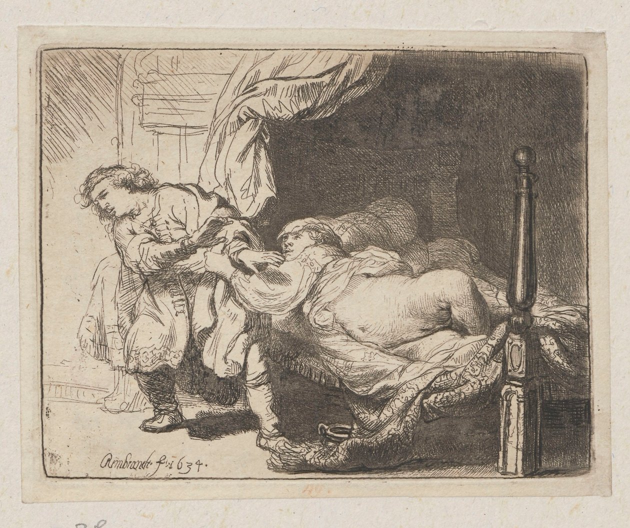 Josef og Potifars kone af Rembrandt van Rijn