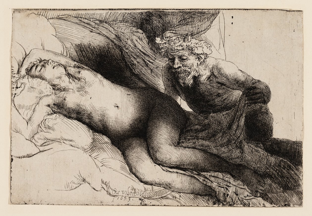 Jupiter og Antiope: Den større plade af Rembrandt van Rijn