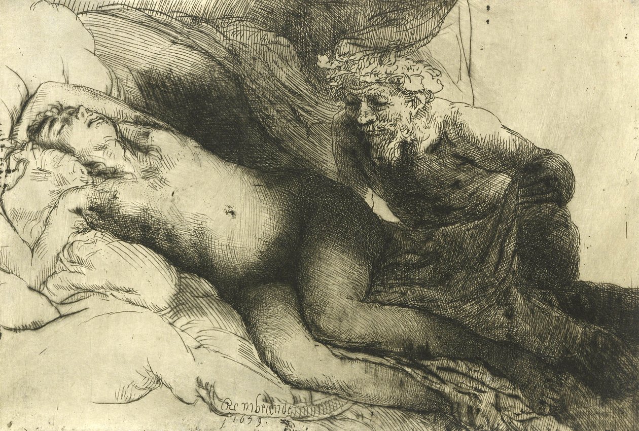 Jupiter og Antiope, ca. 1659 af Rembrandt van Rijn