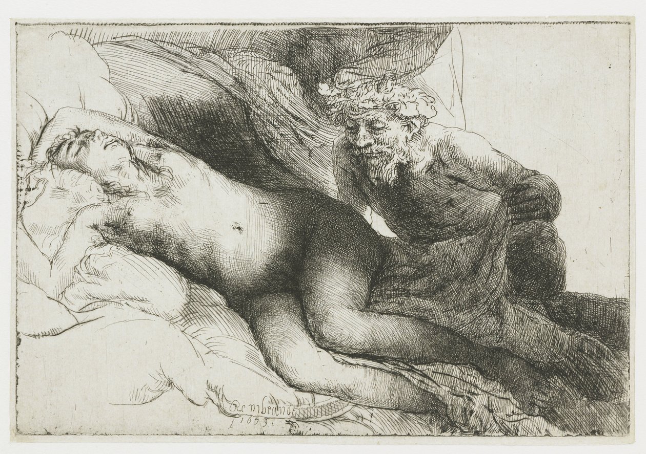 Jupiter og Antiope: den større plade af Rembrandt van Rijn