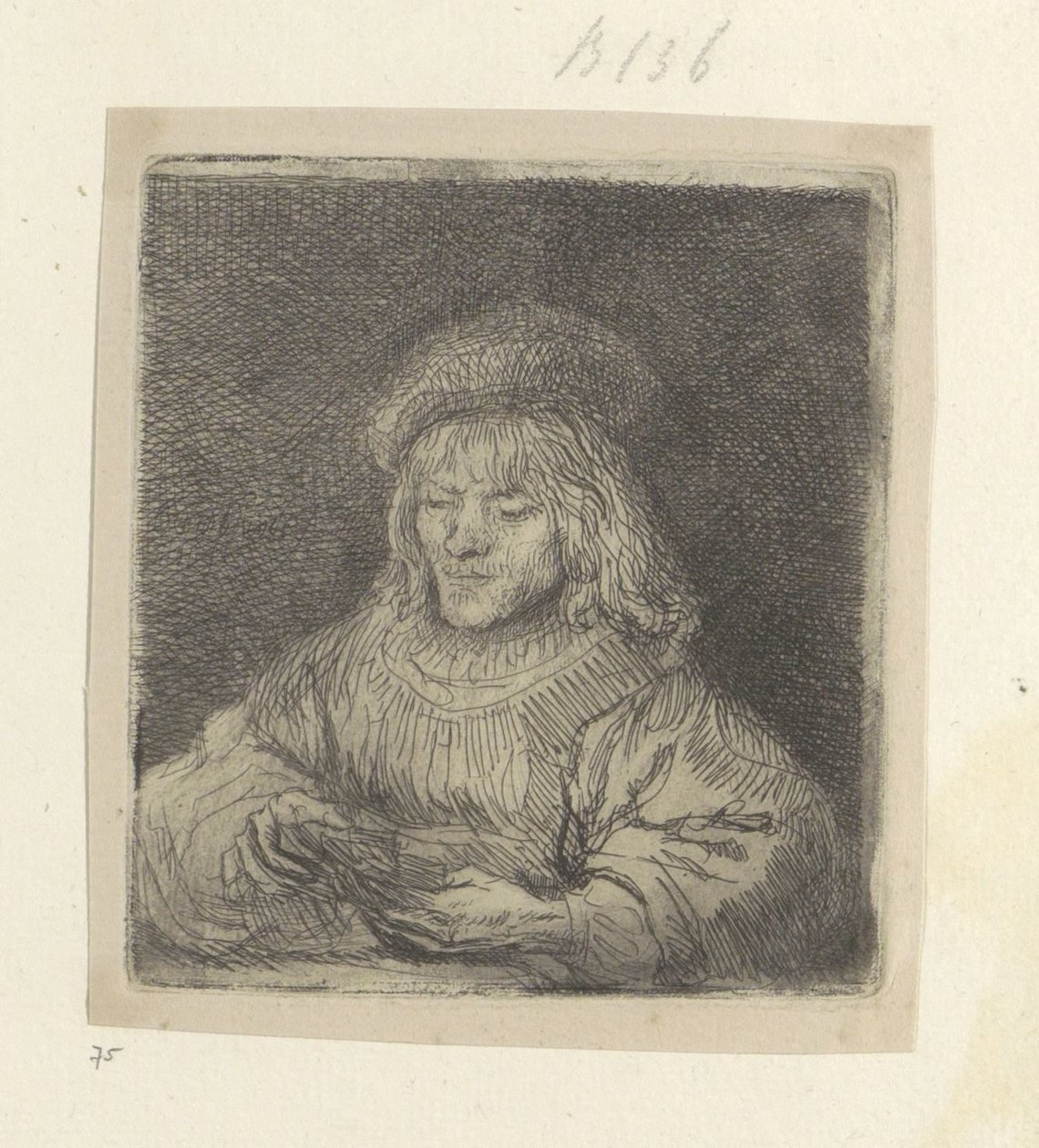 Kortspiller Samling af 85 originale tryk (serietitel) af Rembrandt van Rijn