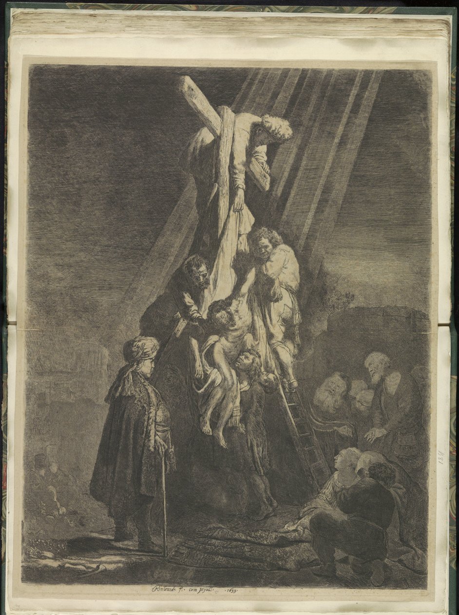 Kruisafname: anden plaat Samling af 85 originale tryk (serietitel) af Rembrandt van Rijn