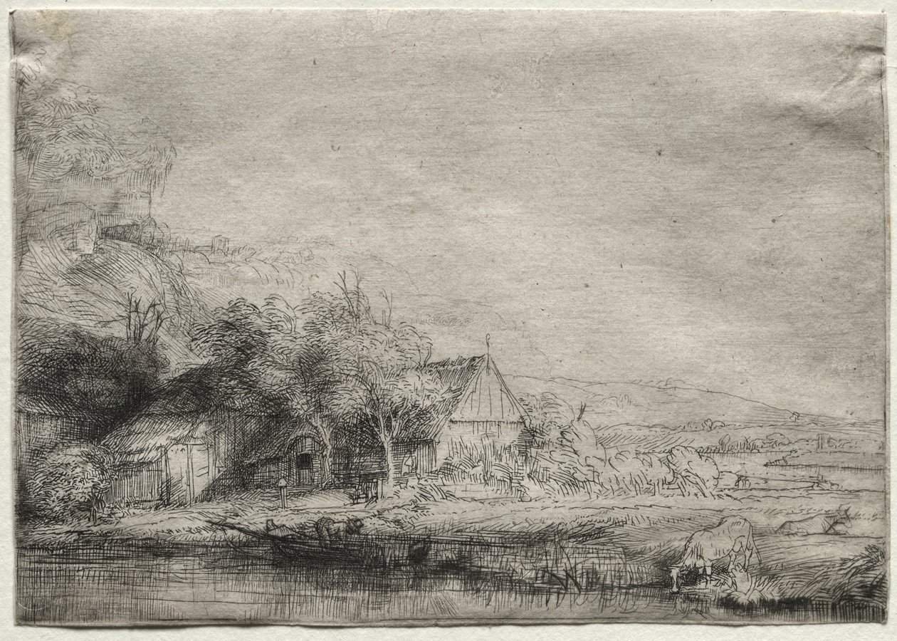 Landskab med en ko af Rembrandt van Rijn