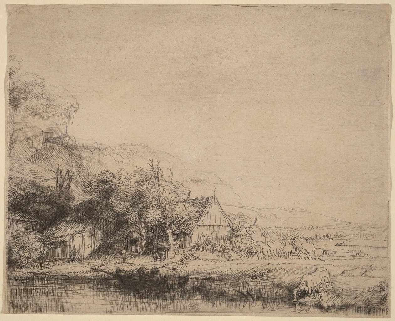 Landskab med en ko af Rembrandt van Rijn