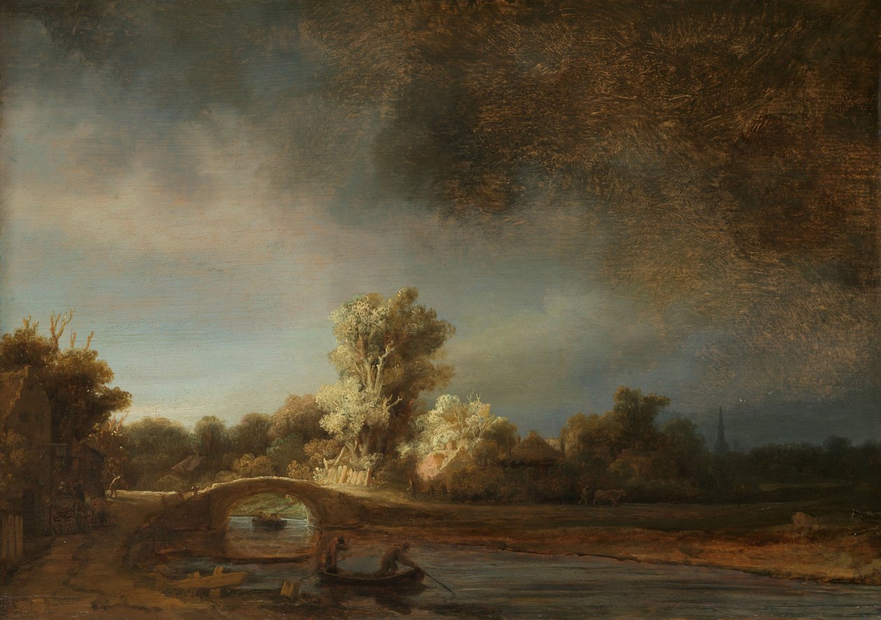 Landskab med en stenbro Landskab med stenbro af Rembrandt van Rijn