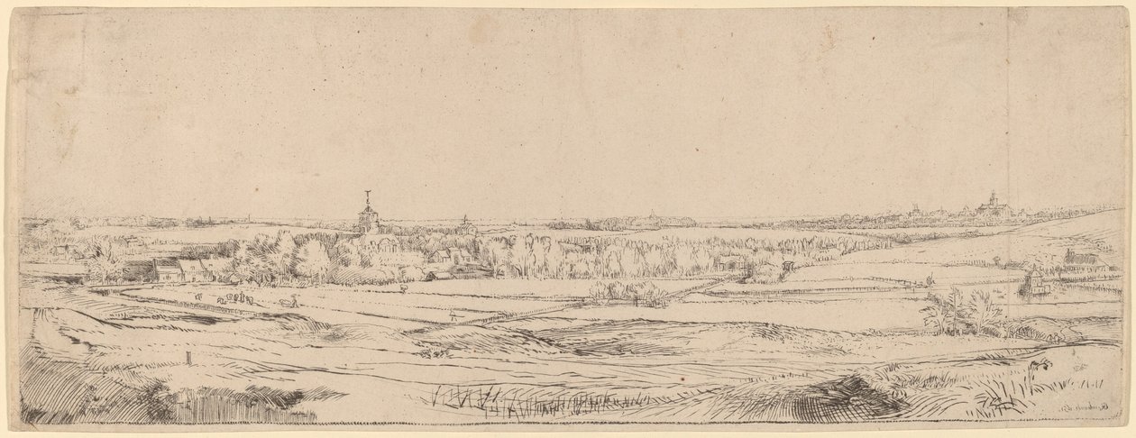 Landskab med udsigt mod Haarlem (Guldvejerens mark) af Rembrandt van Rijn