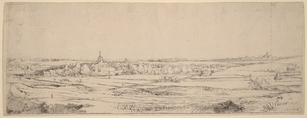 Landskab med udsigt mod Haarlem (Guldvejersmarken) af Rembrandt van Rijn
