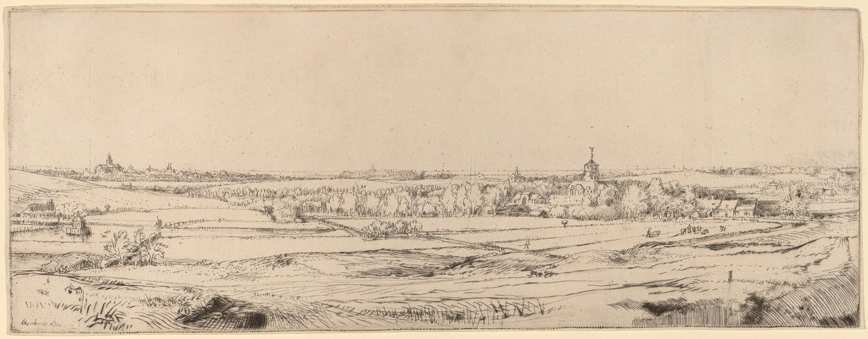 Landskab med udsigt mod Haarlem (Guldvejerens Mark) af Rembrandt van Rijn