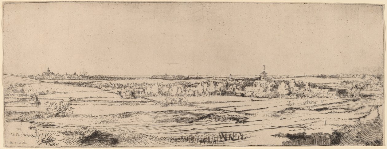 Landskab med udsigt mod Haarlem (Guldvejerens Mark) af Rembrandt van Rijn