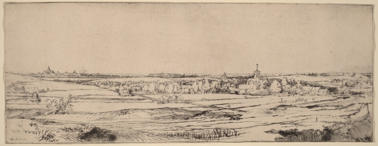 Landskab med udsigt mod Haarlem (Guldvejersmarken) af Rembrandt van Rijn