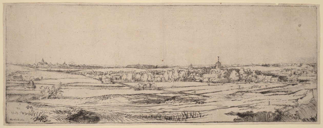 Landskab med udsigt mod Haarlem (Guldvejernes Mark) af Rembrandt van Rijn