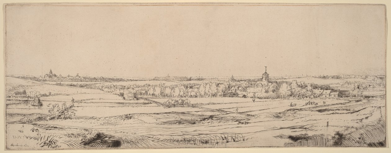 Landskab med udsigt mod Haarlem (Guldvejernes Mark) af Rembrandt van Rijn