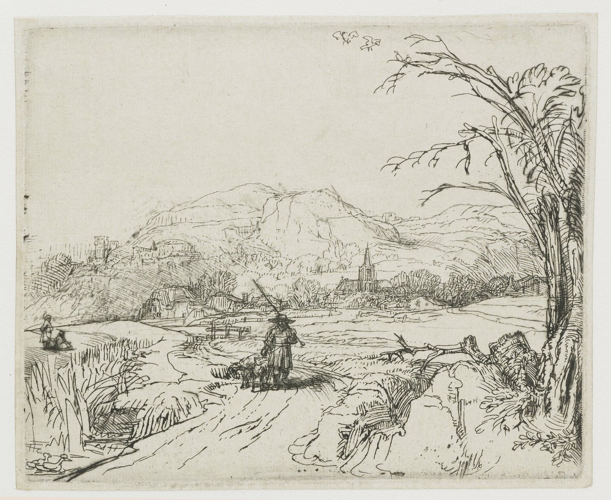 Landskab med fårehyrde og hunde (»Den lille jæger«) af Rembrandt van Rijn
