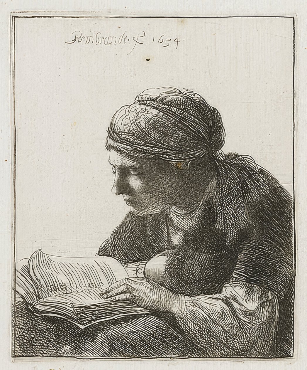 Lesende. 1634 af Rembrandt van Rijn