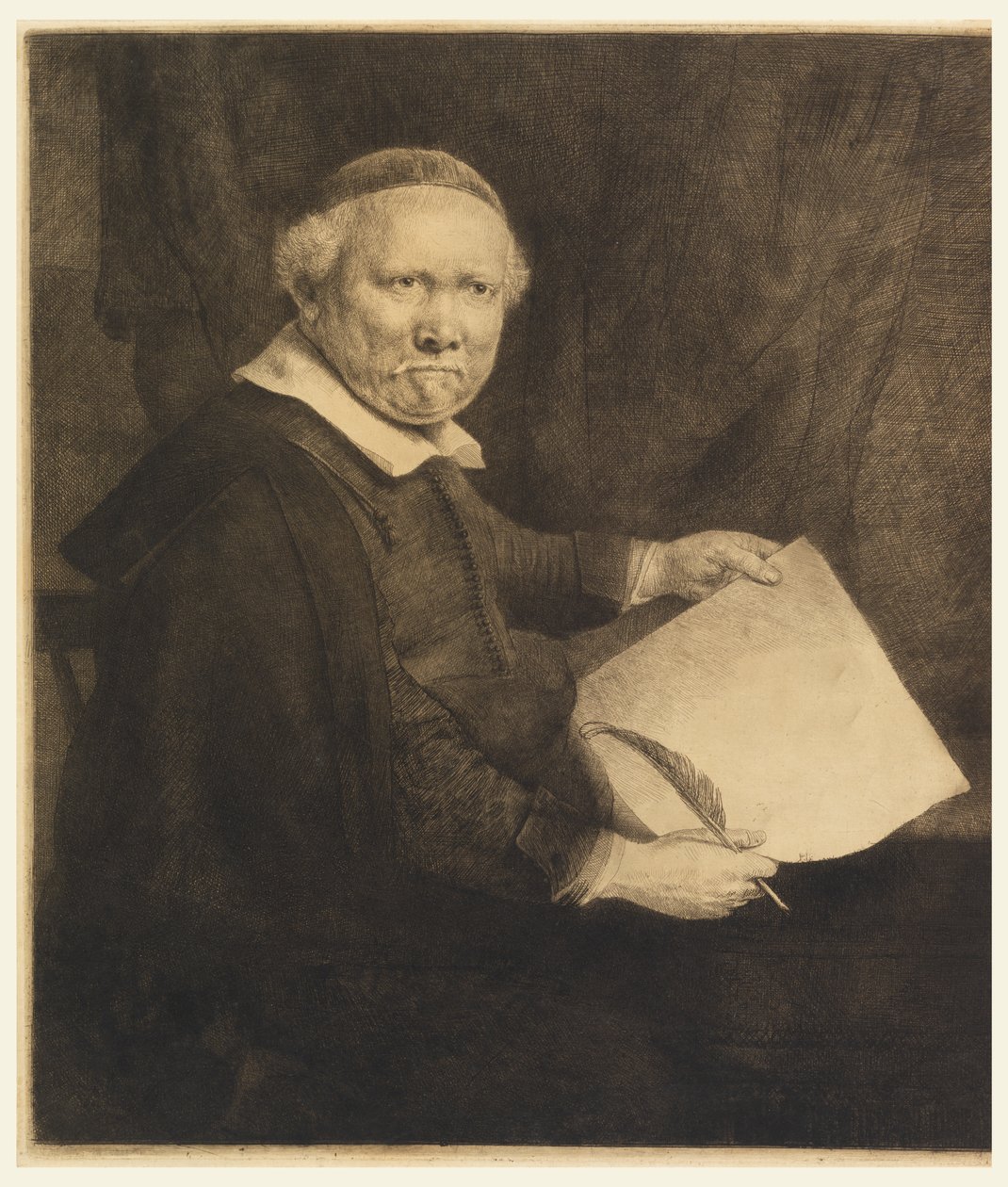 Lieven Willemsz van Coppenol, forfattermester ("Den store Coppenol") af Rembrandt van Rijn
