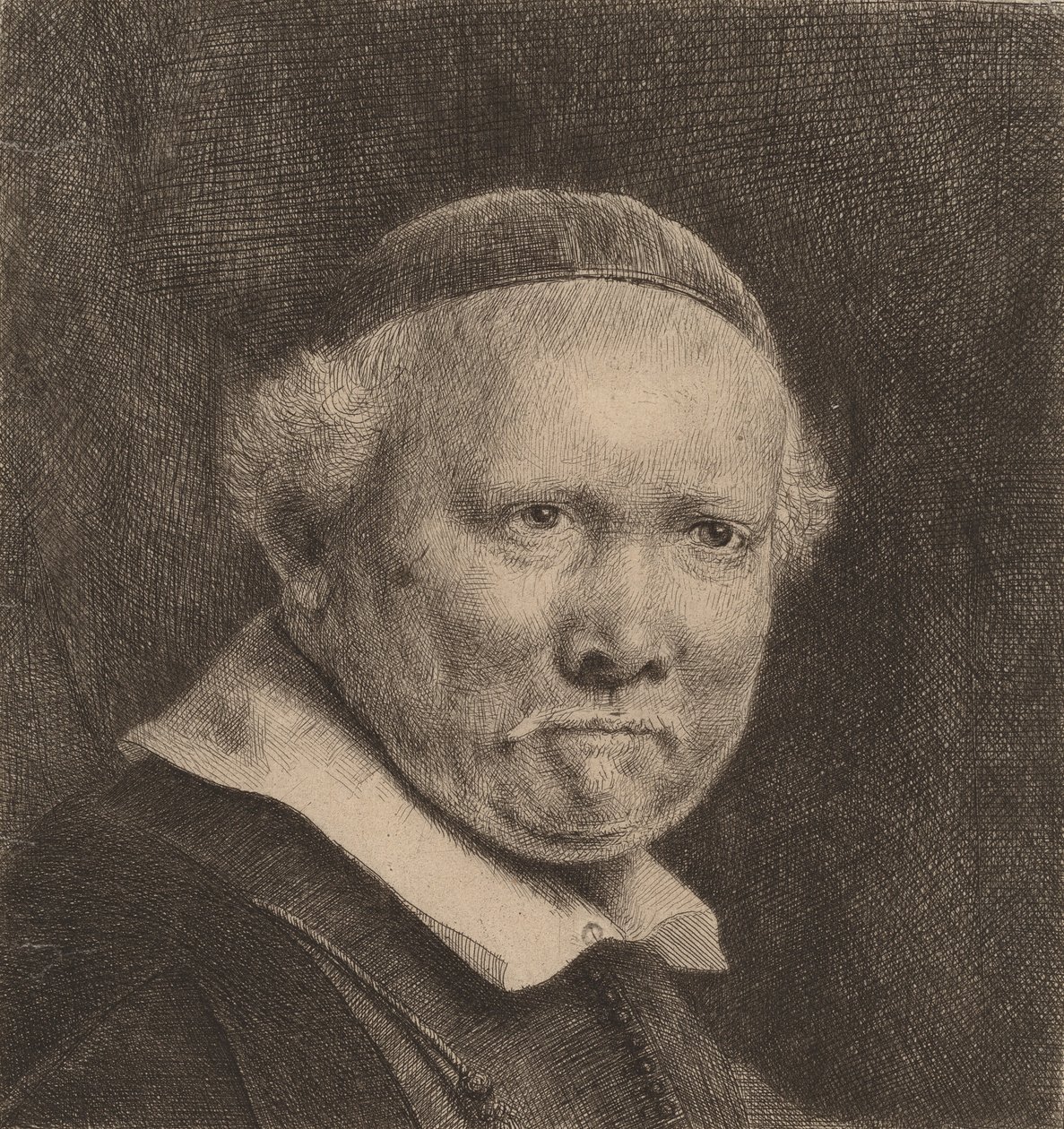 Lieven Willemsz van Coppenol: den større plade, 1658. af Rembrandt van Rijn