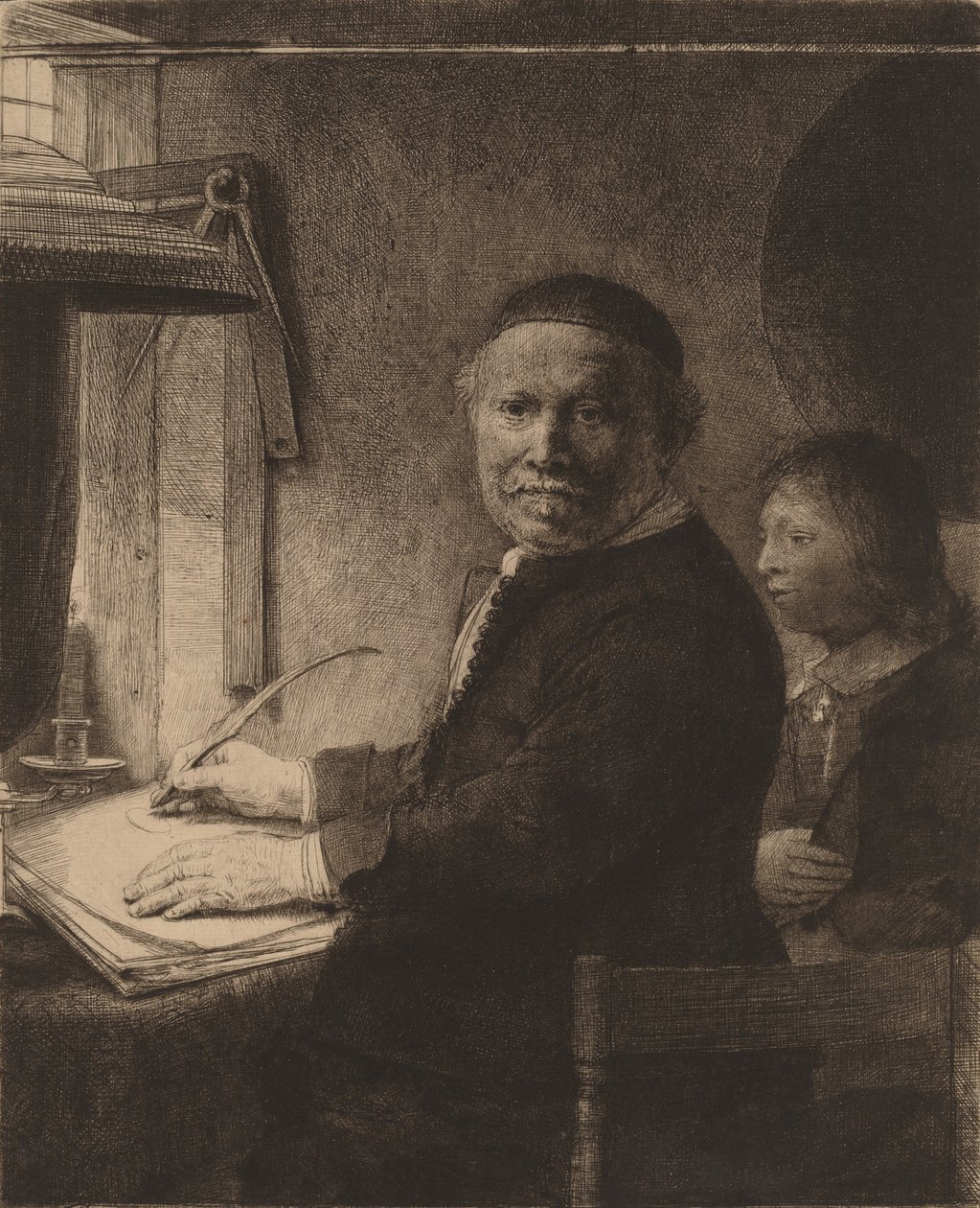 Lieven Willemsz van Coppenol: den mindre plade, ca. 1658. af Rembrandt van Rijn