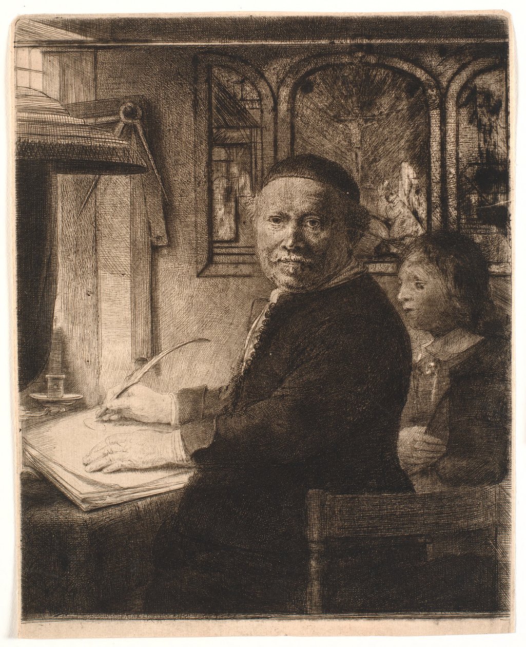 Lieven Willemsz van Coppenol, skrivemester: den mindre plade af Rembrandt van Rijn