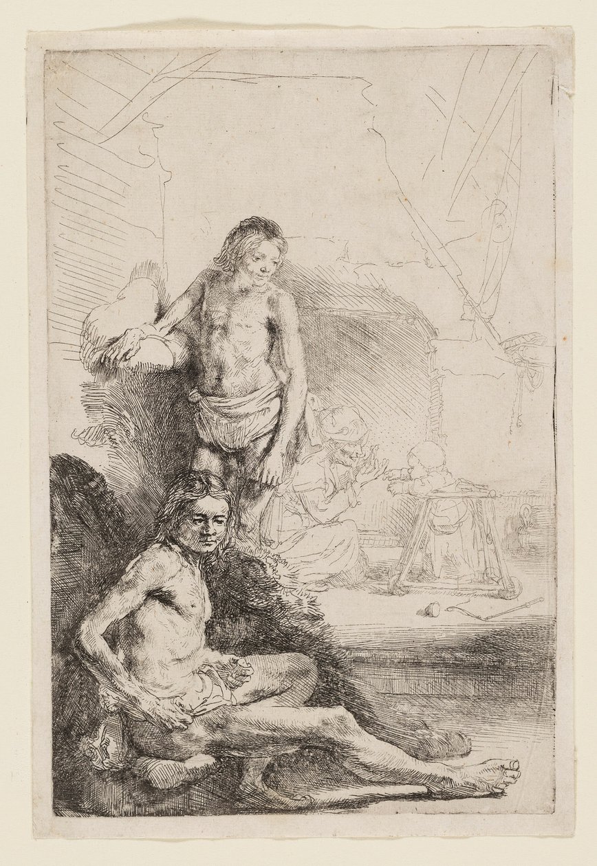 Mand nøgen siddende og stående af Rembrandt van Rijn