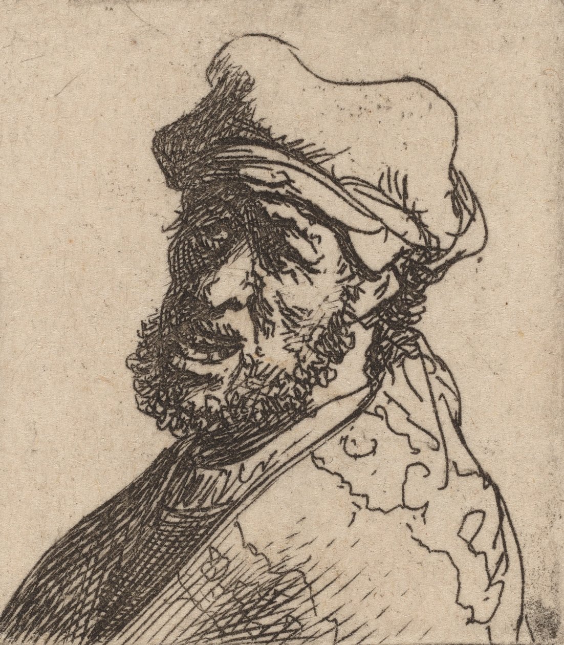 Mand, der græder, tre kvarter tilbage, ca. 16301631. af Rembrandt van Rijn