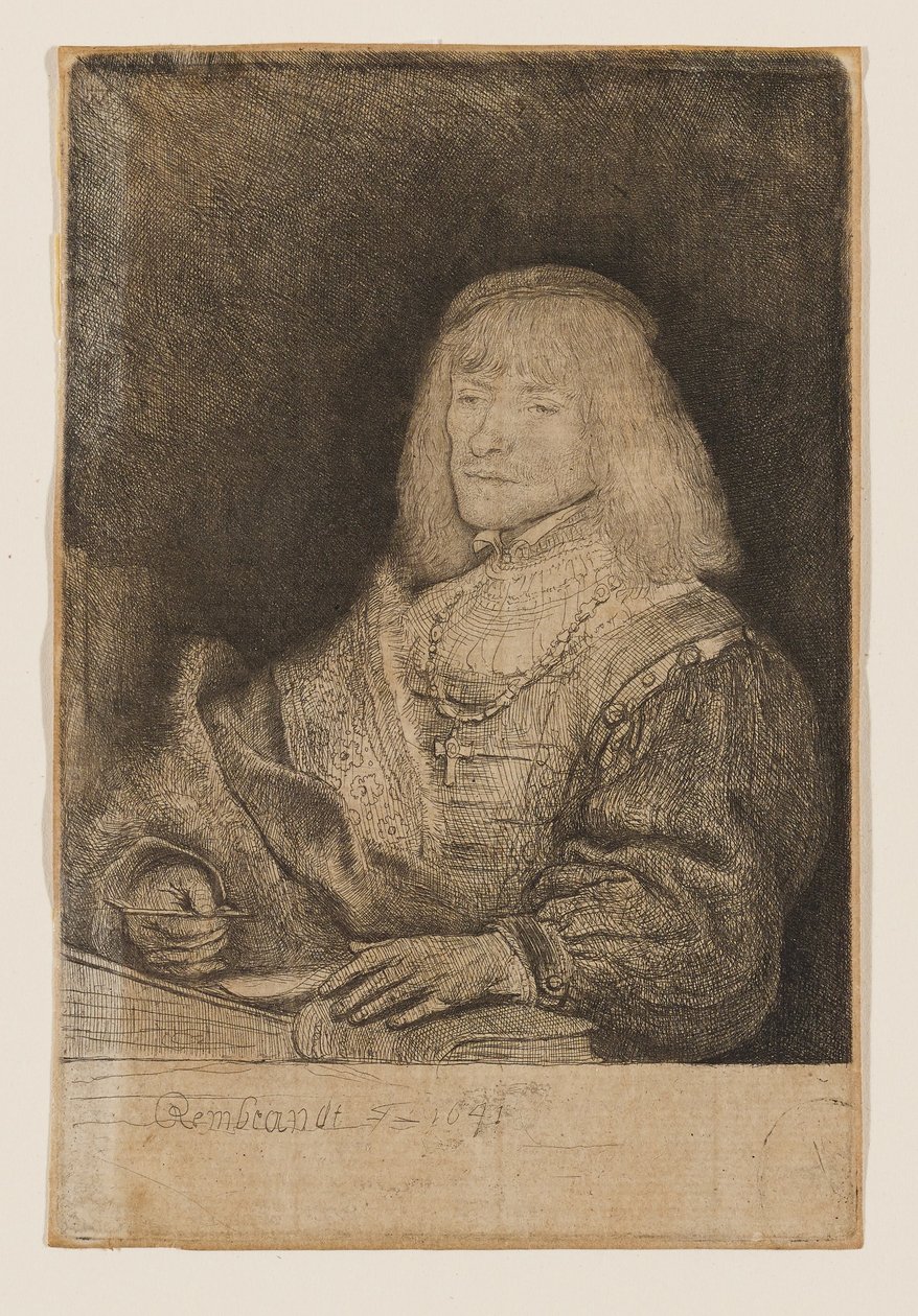 Mand ved skrivebordet, iført kors og kæde af Rembrandt van Rijn