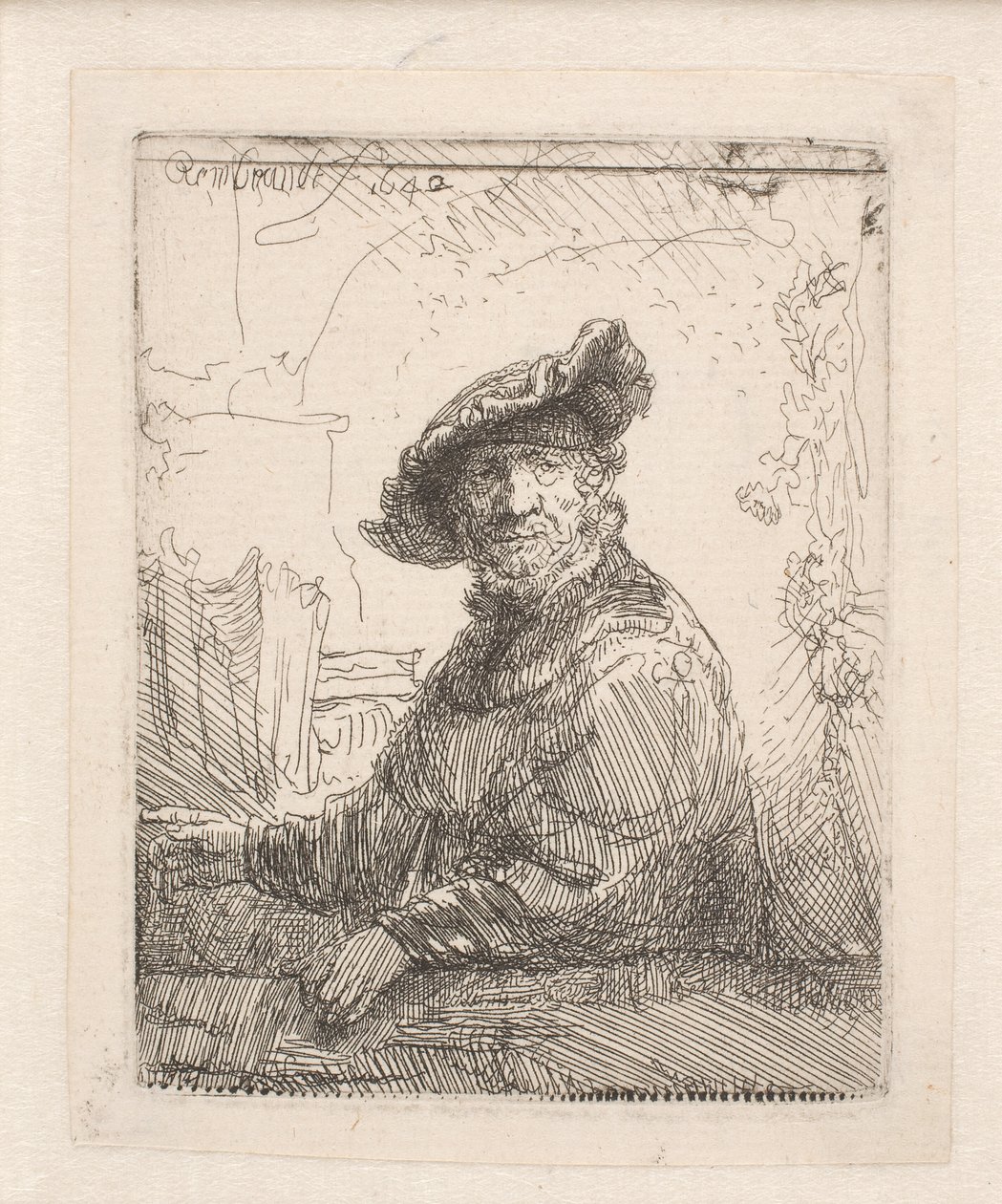 Mand i en havepavillon af Rembrandt van Rijn