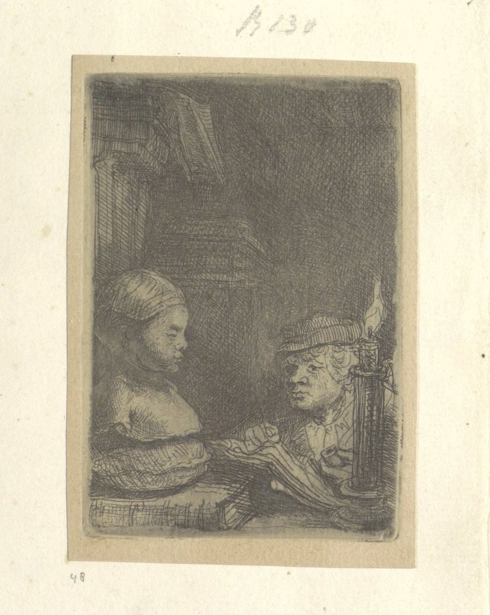 Mand, tegner efter en gipsmodel Recueil de quatre-vingt-cinq estampes originales (serietitel) af Rembrandt van Rijn