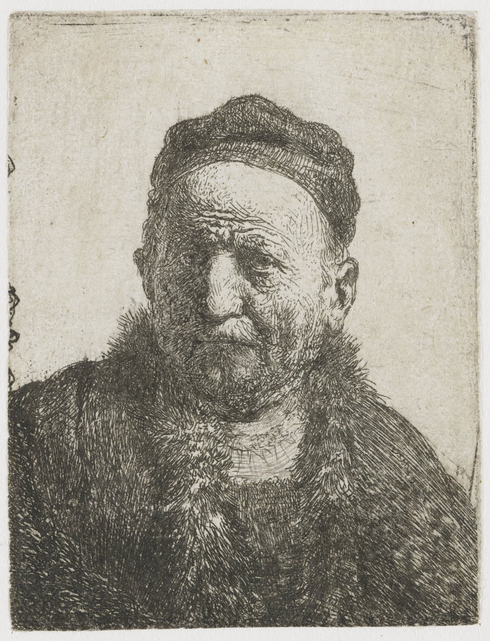 Mand iført en tæt kasket: buste (kunstnerens far?) af Rembrandt van Rijn