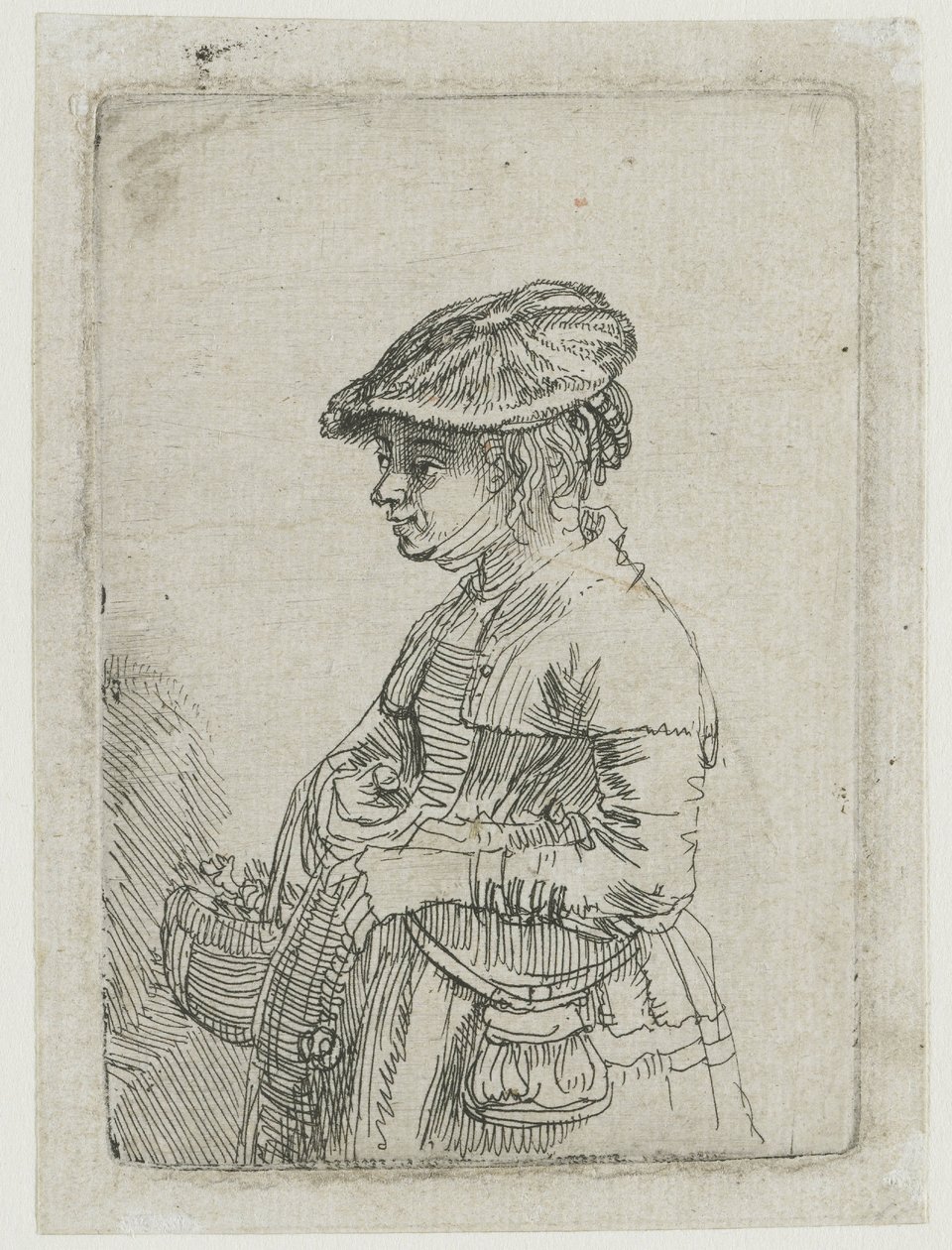 Pige med kurv af Rembrandt van Rijn