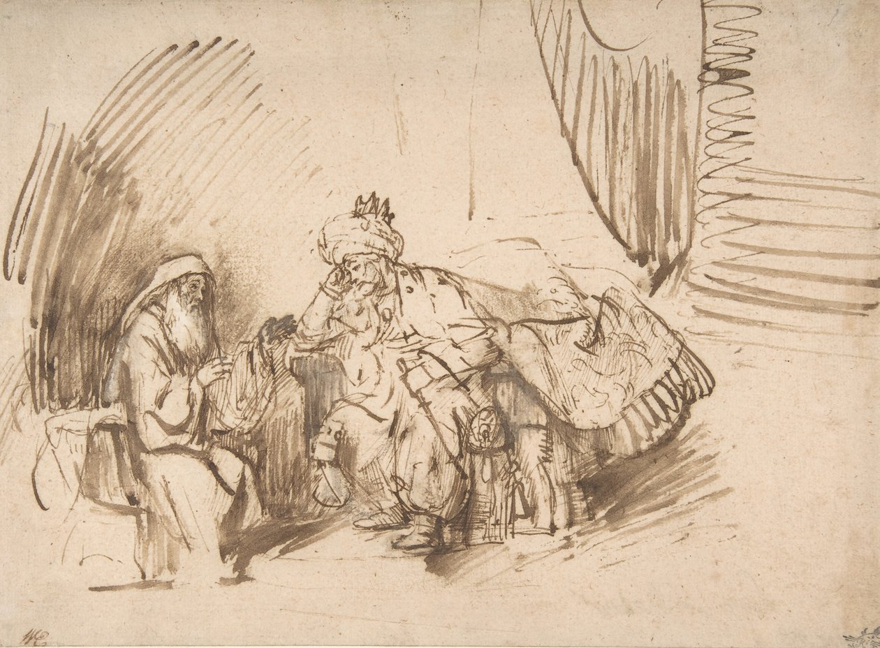 Nathan formaner David, 1650-55. af Rembrandt van Rijn