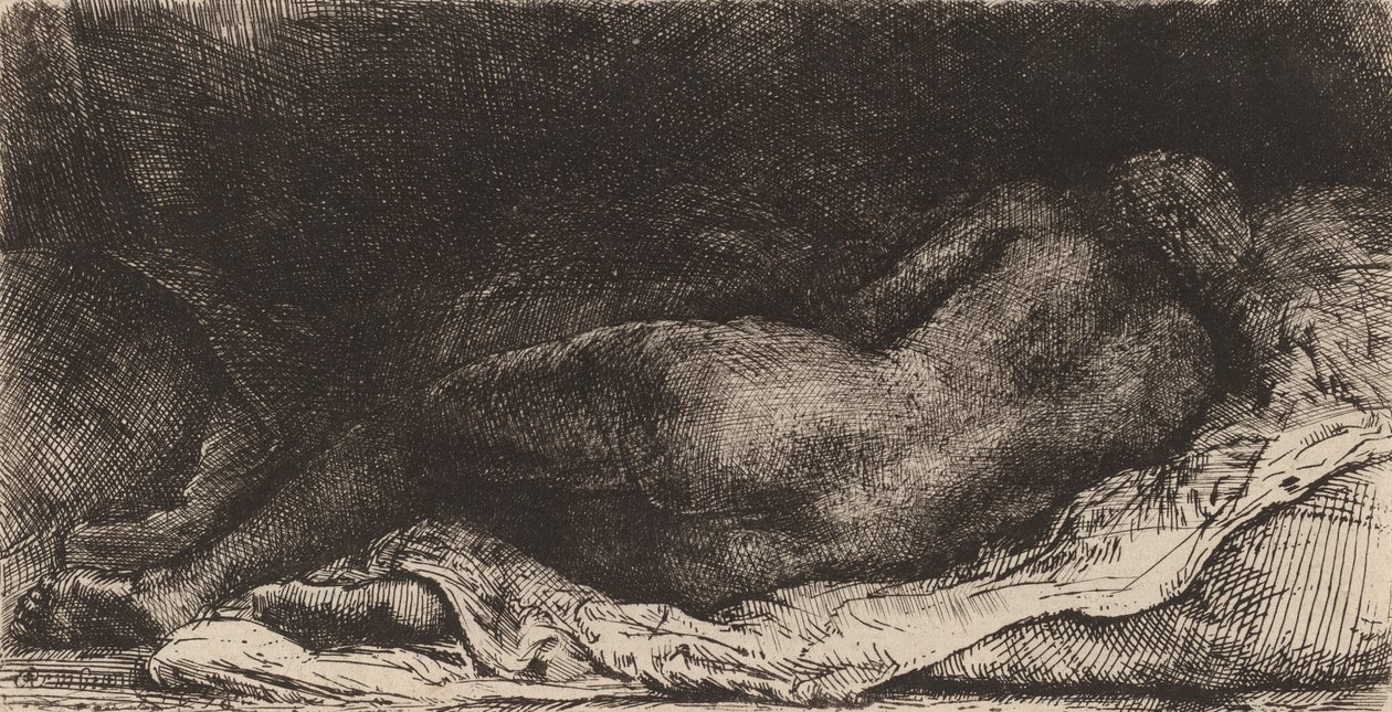 Negress liggende, 1658. af Rembrandt van Rijn