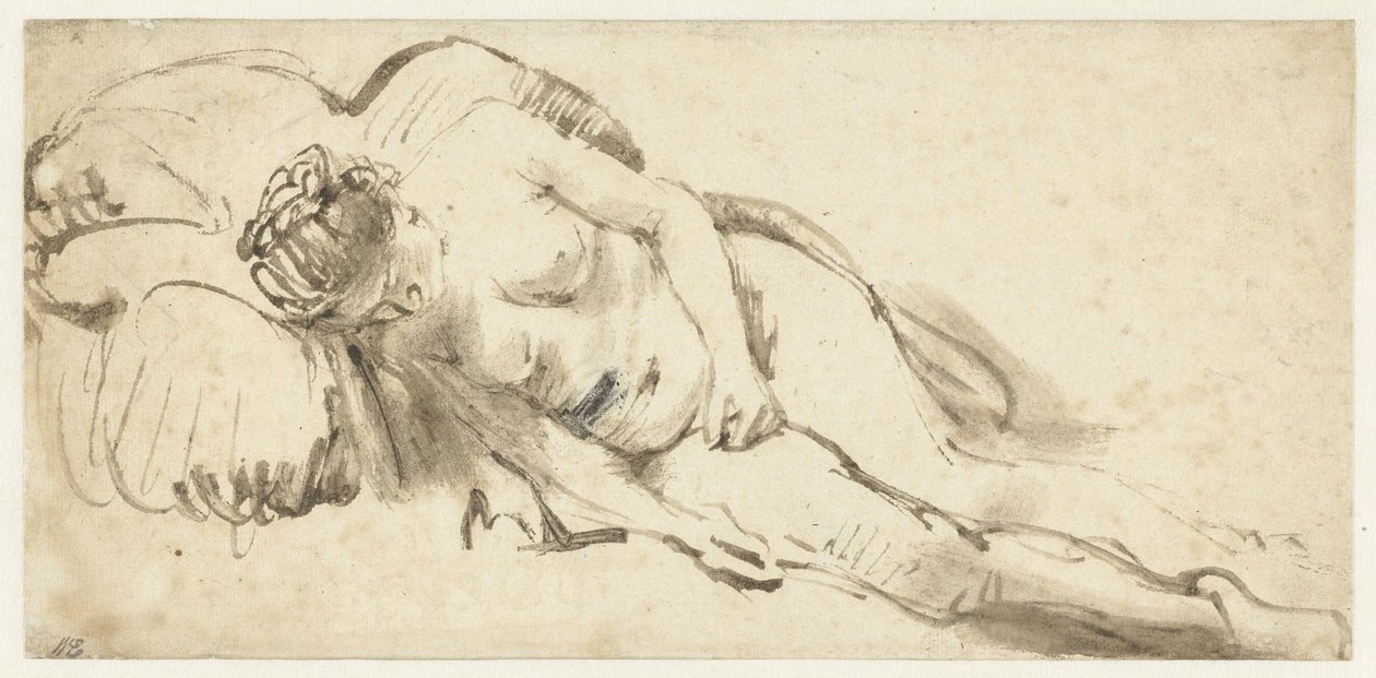 Nøgen kvinde, der ligger på en pude af Rembrandt van Rijn