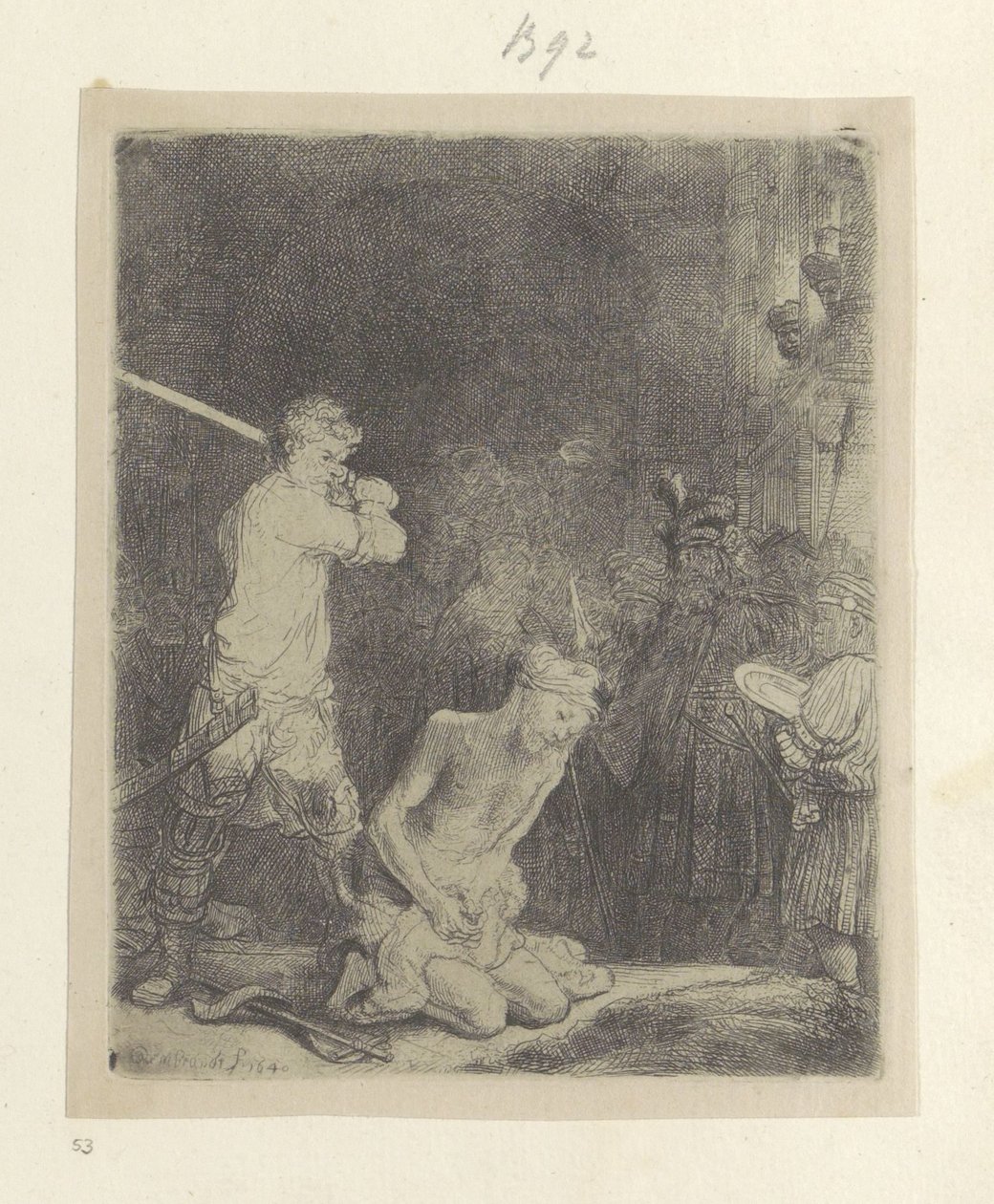 Onthoofding van Johannes de Doper Samling af 85 originale tryk (serietitel) af Rembrandt van Rijn