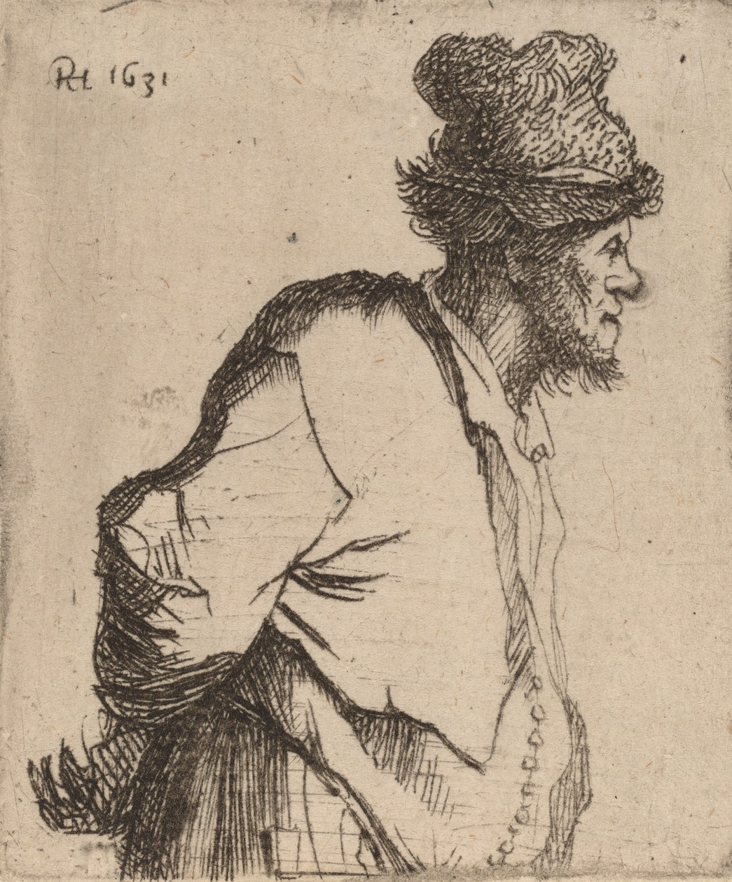 Bonde med hænderne bag ryggen, 1631. af Rembrandt van Rijn