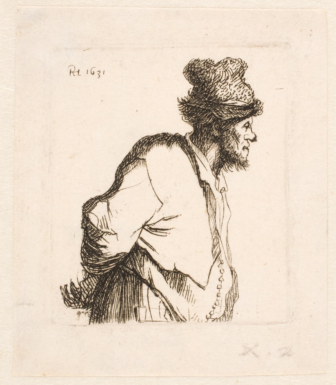 Bonde med hænderne bag ryggen af Rembrandt van Rijn