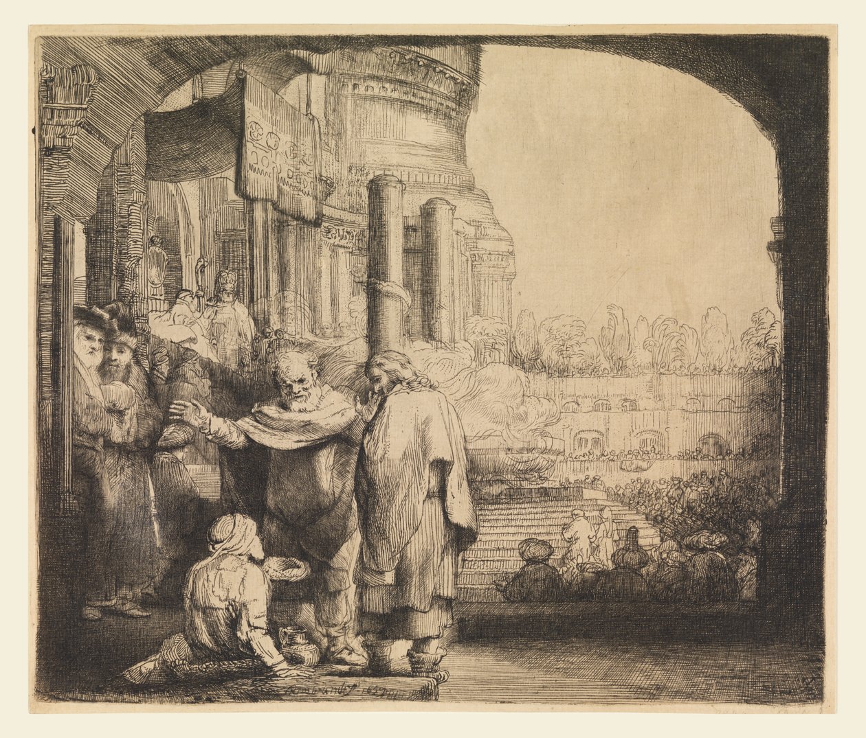 Peter og Johannes ved templets port af Rembrandt van Rijn