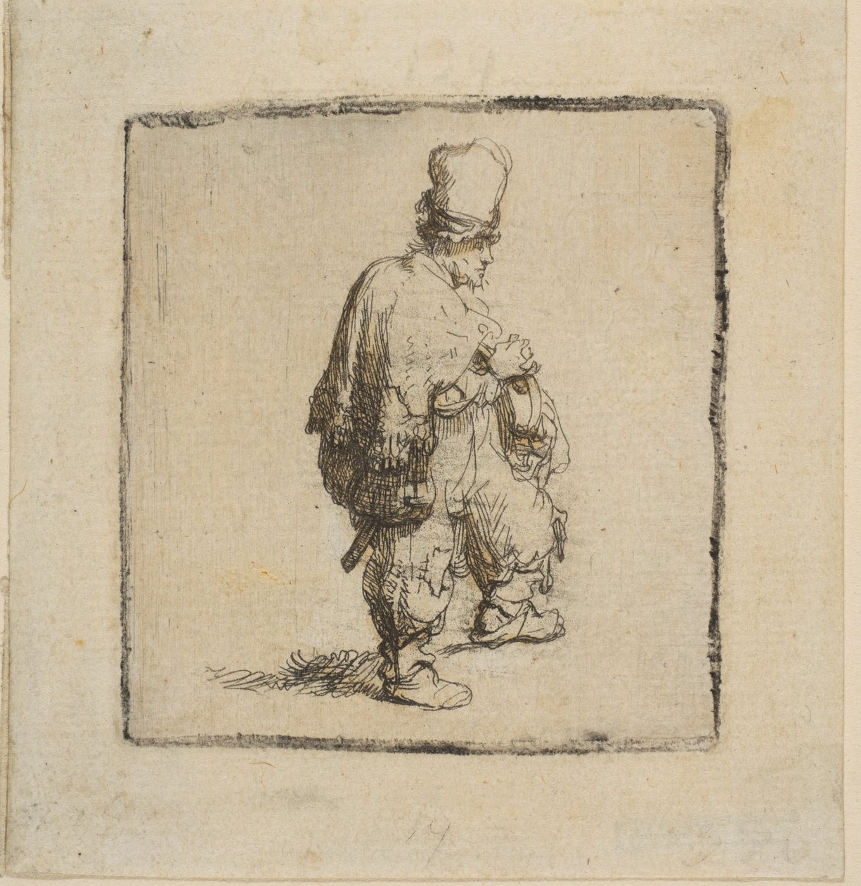 Polander stående med foldede arme, 1630-40. af Rembrandt van Rijn