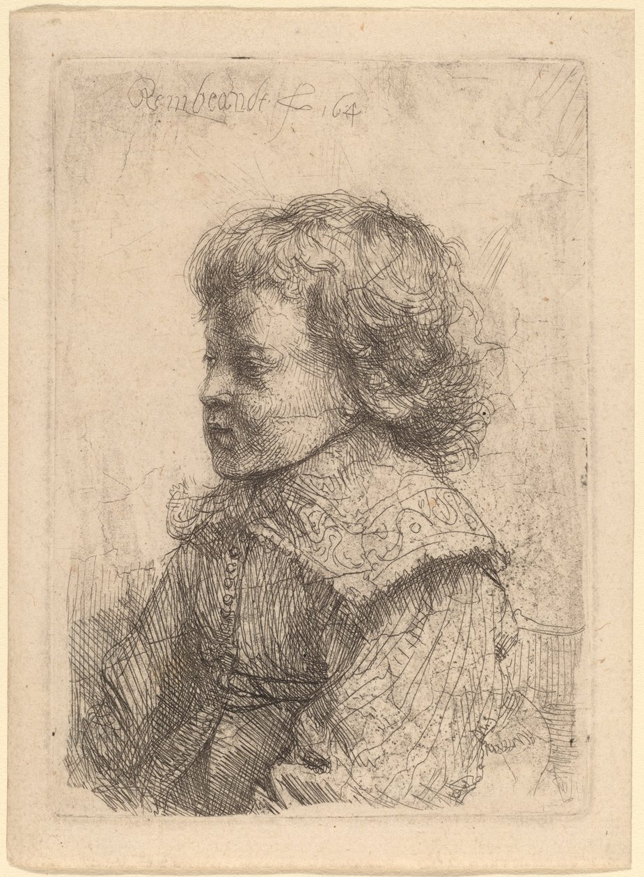 Portræt af en dreng i profil af Rembrandt van Rijn