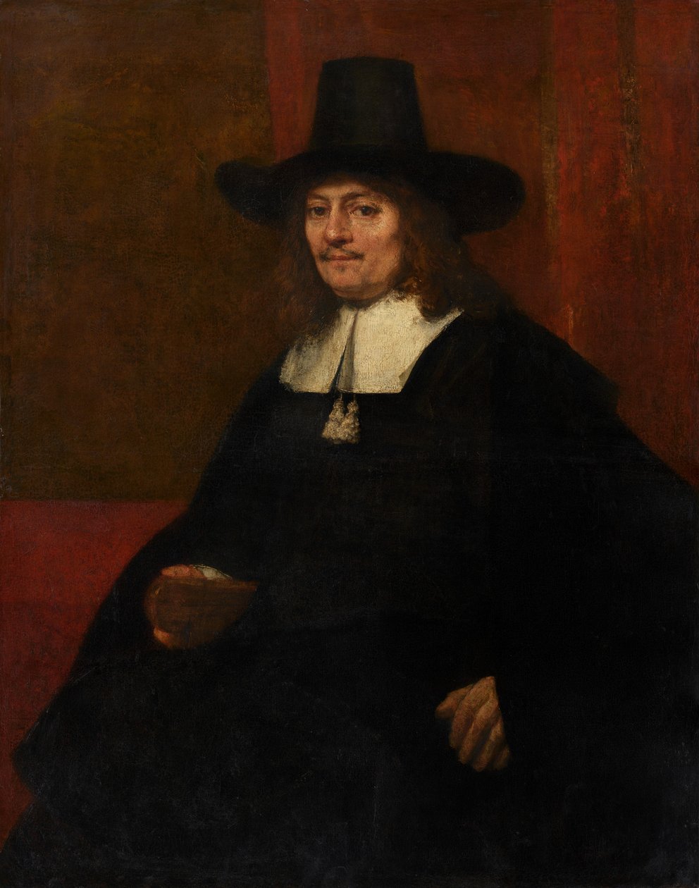 Portræt af en mand i en høj hat af Rembrandt van Rijn
