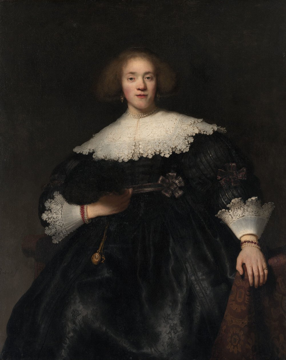 Portræt af en ung kvinde med en vifte, 1633 af Rembrandt van Rijn