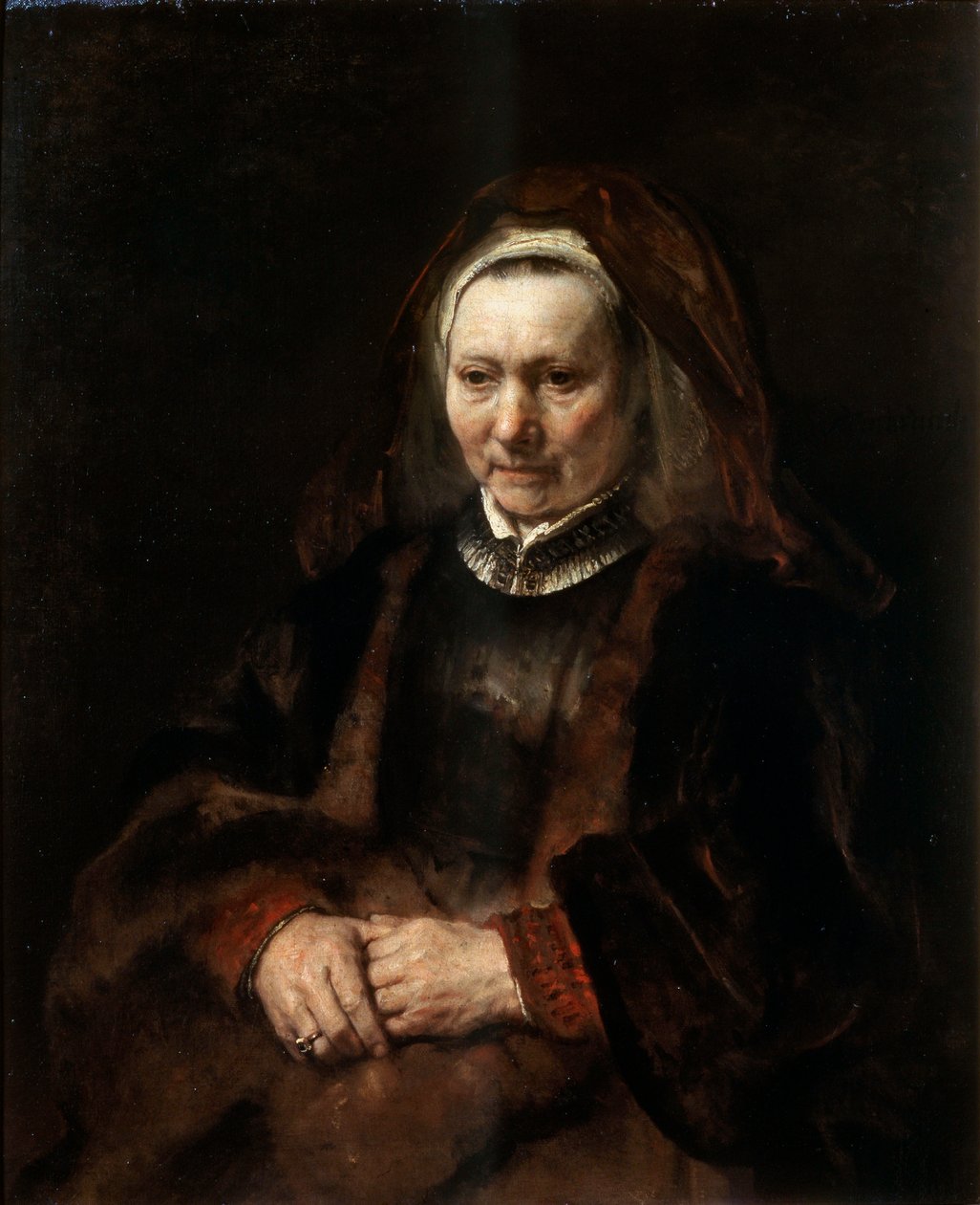 Portræt af en ældre kvinde, 1650-1652. af Rembrandt van Rijn