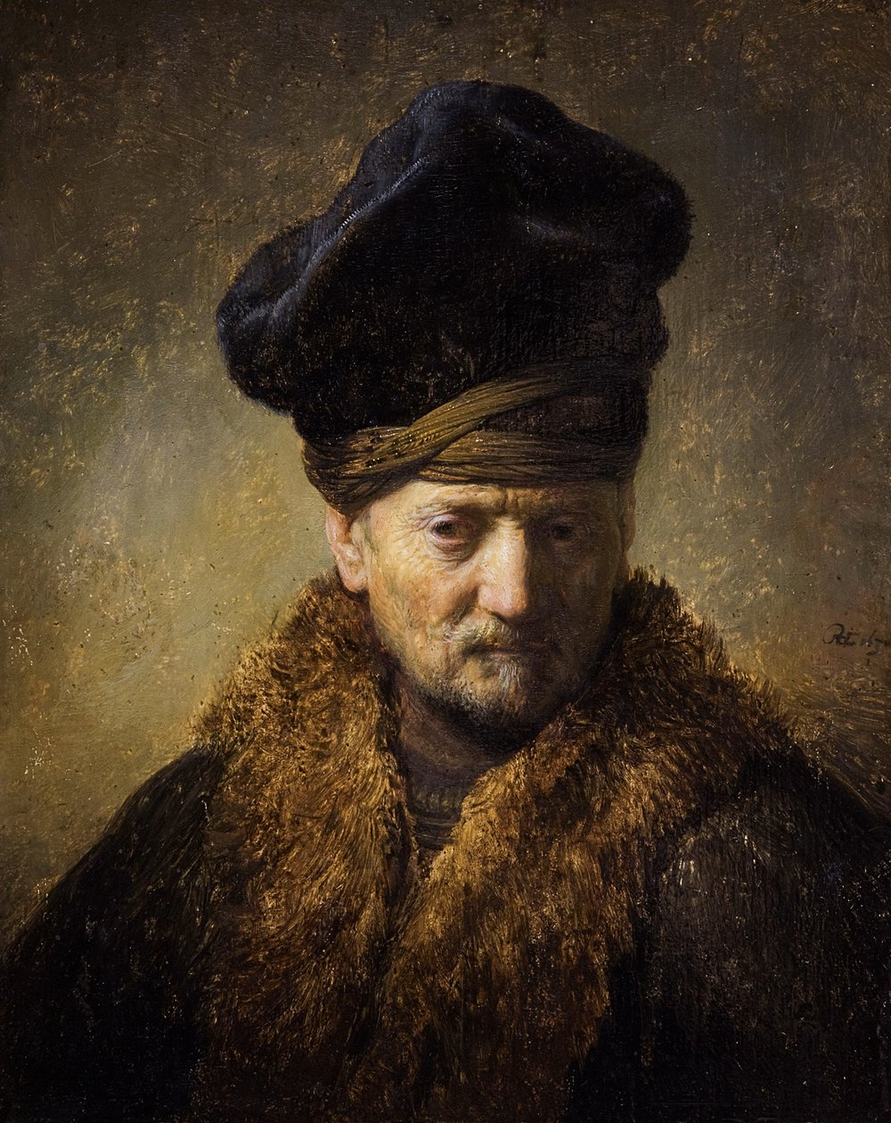 Portræt af en gammel mand med pelshat, 1630 af Rembrandt van Rijn