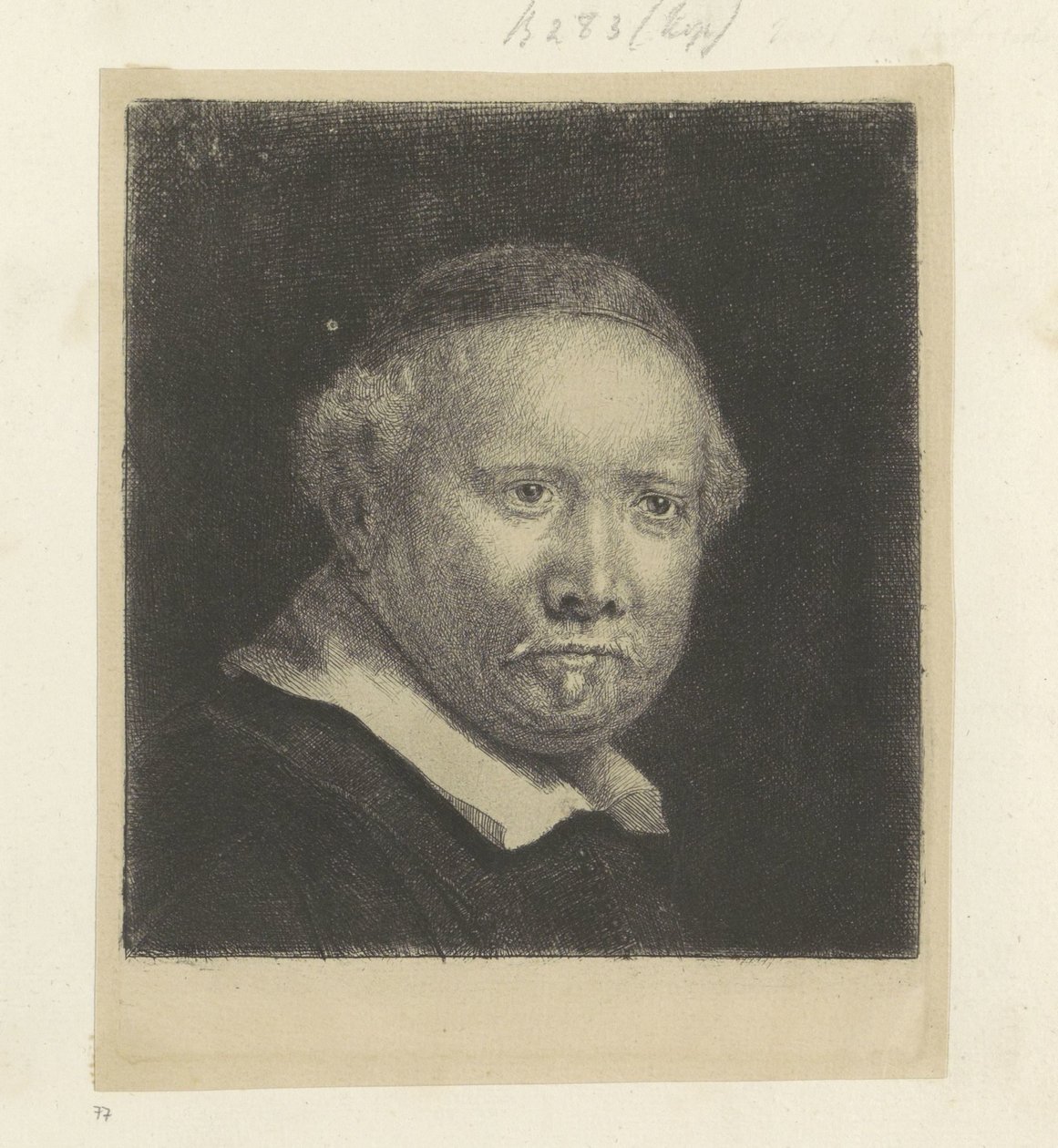Portræt af forfatteren Lieven Willemsz. van Coppenol: stor tallerken Recueil de quatre-vingt-cinq estampes originales (serietitel) af Rembrandt van Rijn