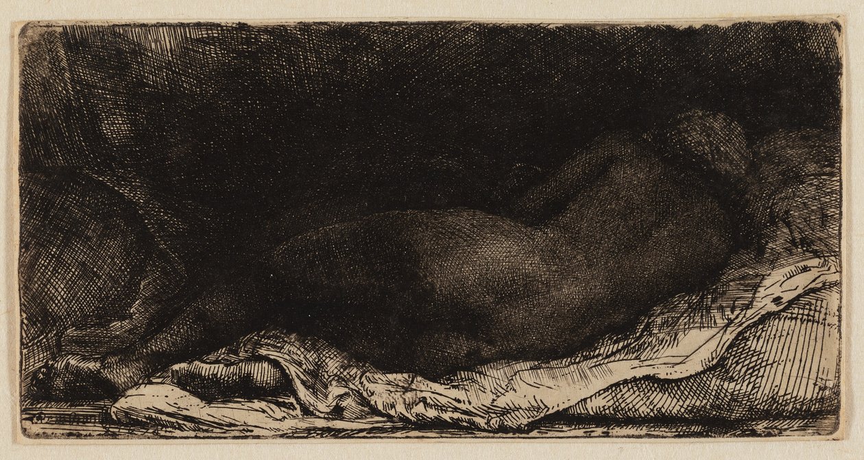 Liggende nøgen kvinde af Rembrandt van Rijn