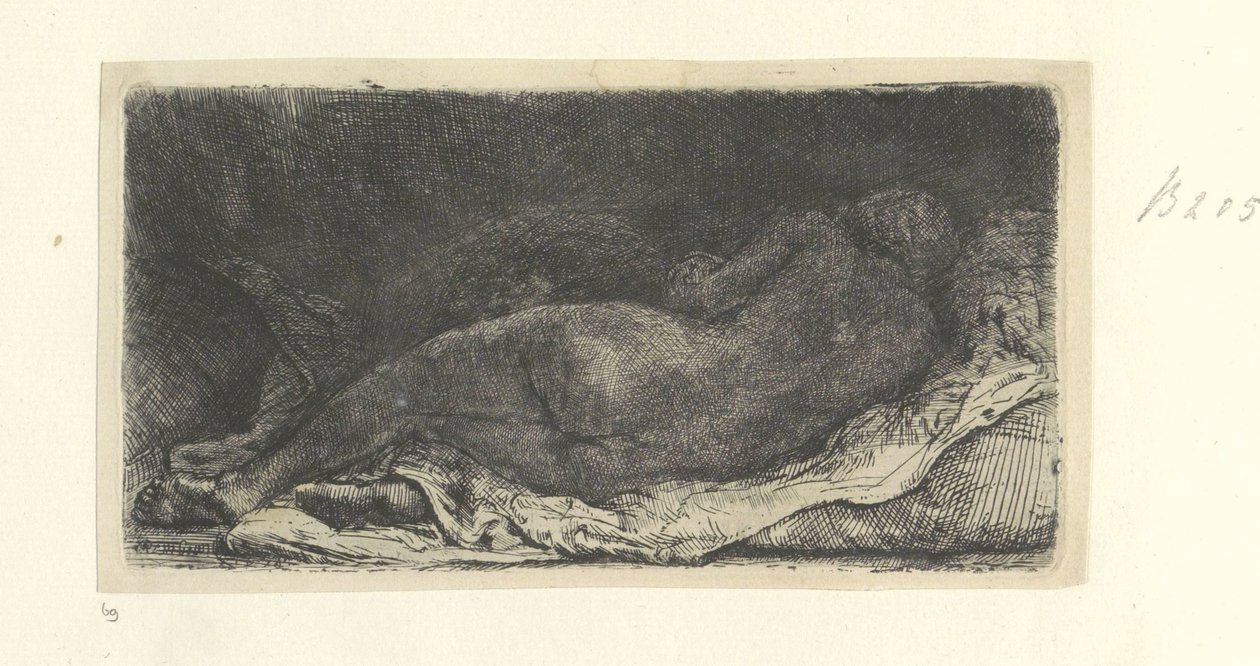 Liggende nøgen kvinde af Rembrandt van Rijn