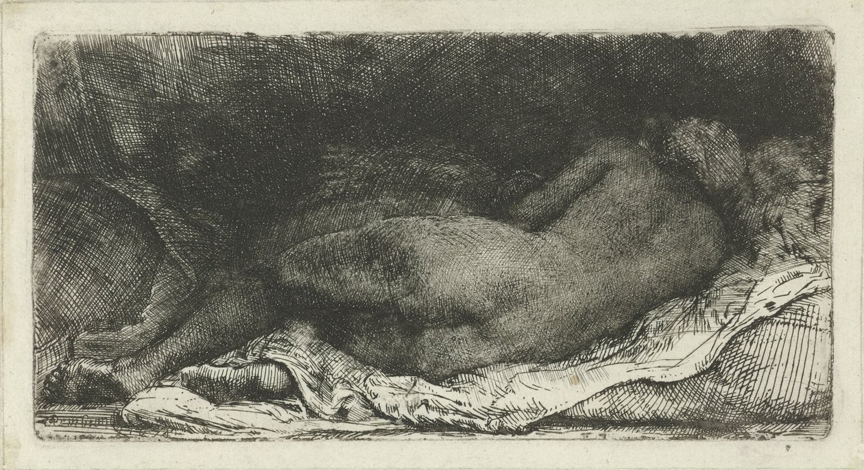 Liggende nøgen kvinde af Rembrandt van Rijn