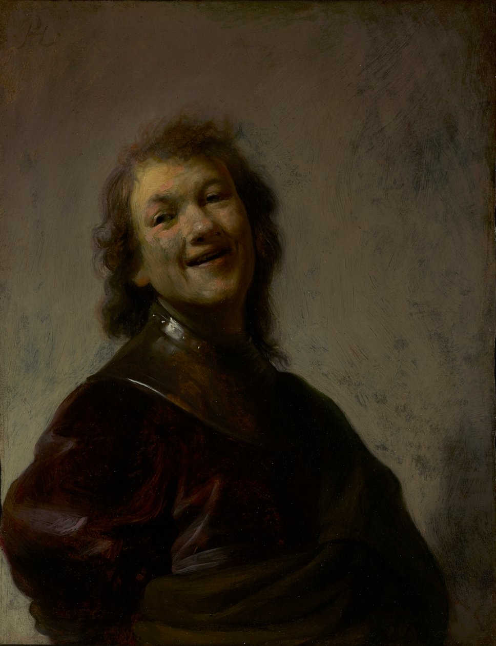 Rembrandt Laughing, ca. 1628 (olie på kobber) af Rembrandt van Rijn