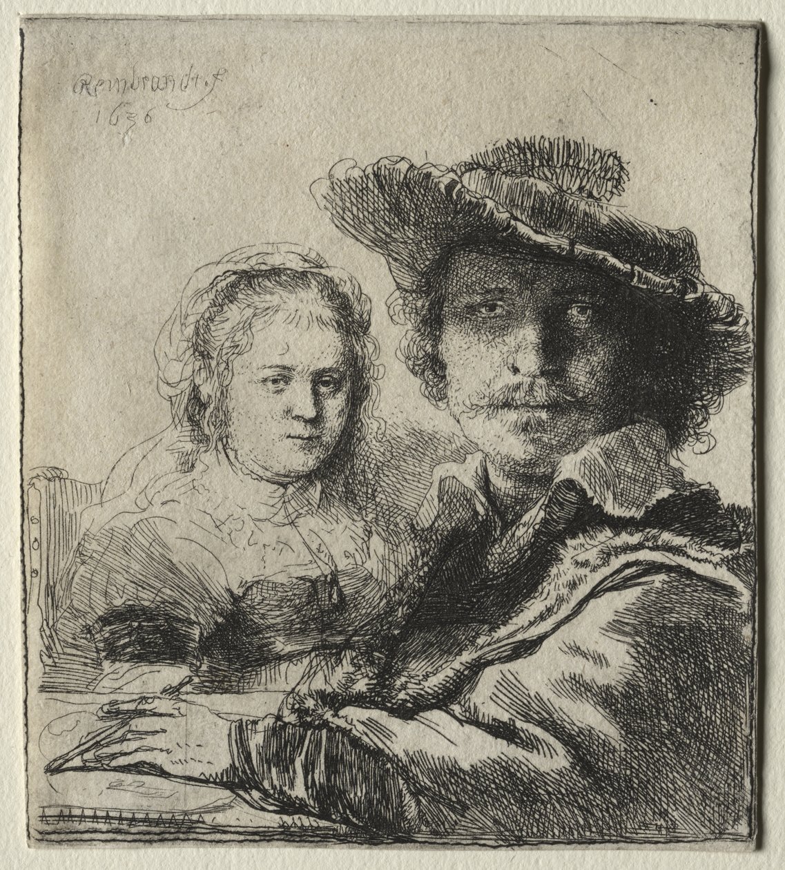 Rembrandt og hans kone Saskia af Rembrandt van Rijn
