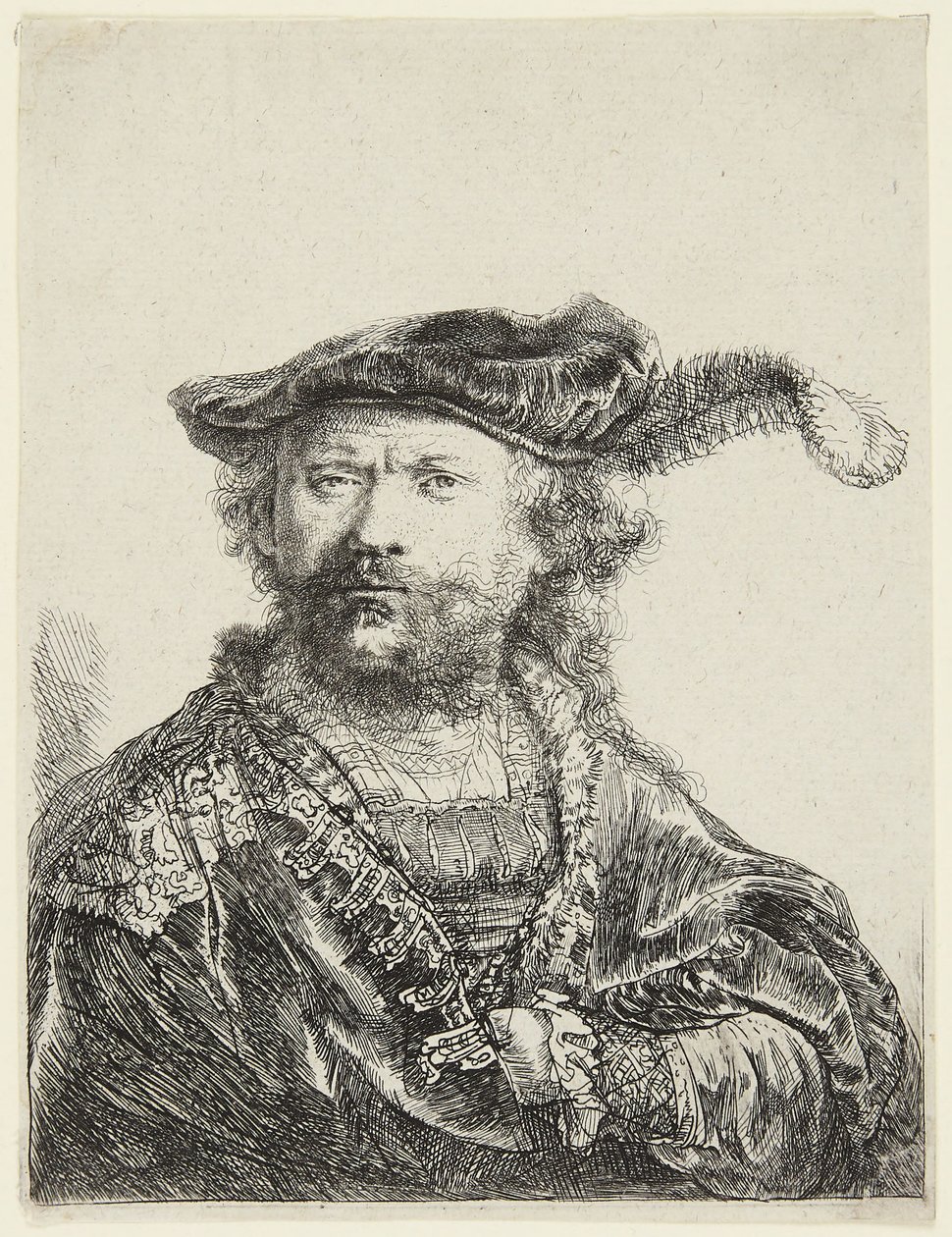 Rembrandt med fløjlshue af Rembrandt van Rijn